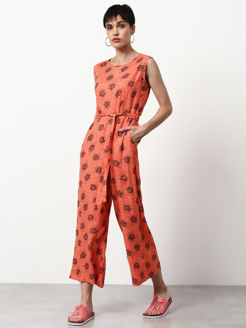 

abof Women Printed Basic Jumpsuit, Orange