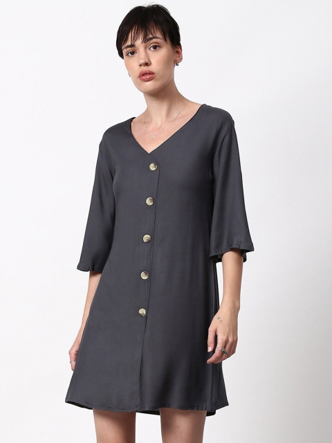 

abof Grey Solid A-Line Dress