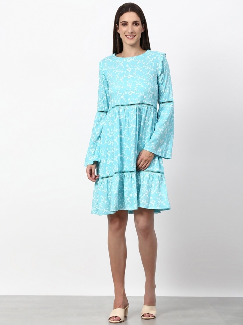 

abof Women Blue Floral Printed Dress