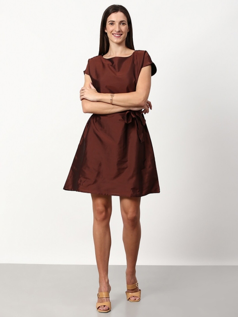 

abof Brown Solid A-Line Dress
