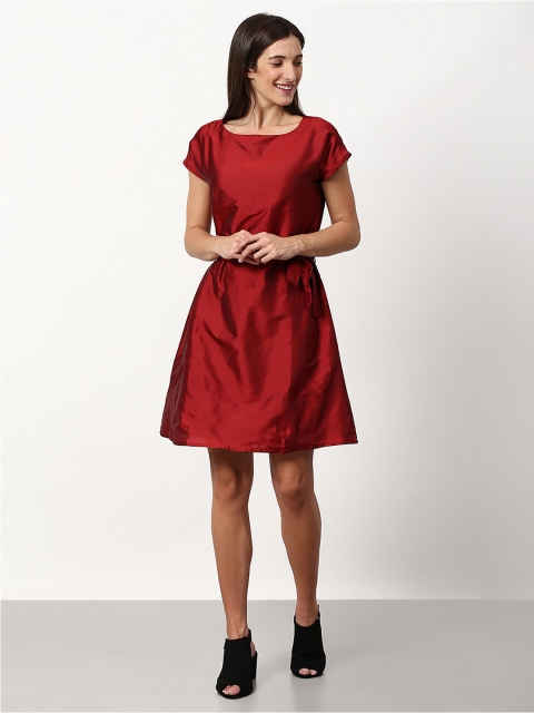 

abof Women Burgundy Solid Dress