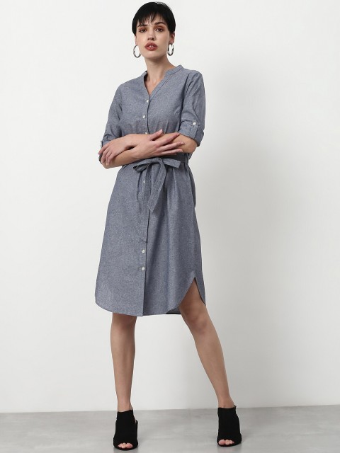 

abof Women Grey Solid Shirt Dress