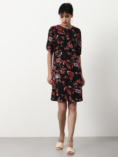 

abof Black & Red Floral Sheath Dress