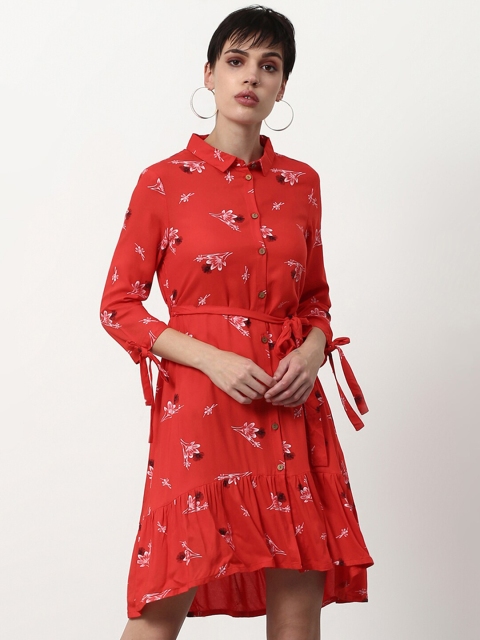 

abof Red & White Floral Shirt Dress