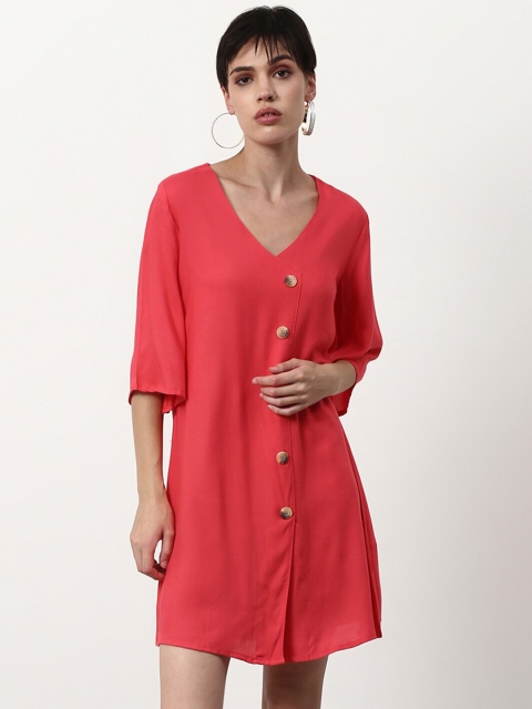 

Abof Red Women Solid A-Line Dress