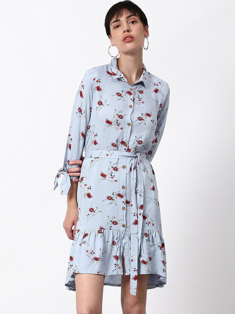 

Abof Women Blue Floral Printed Shirt Dress