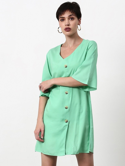 

abof Green Solid A-Line Mini Dress