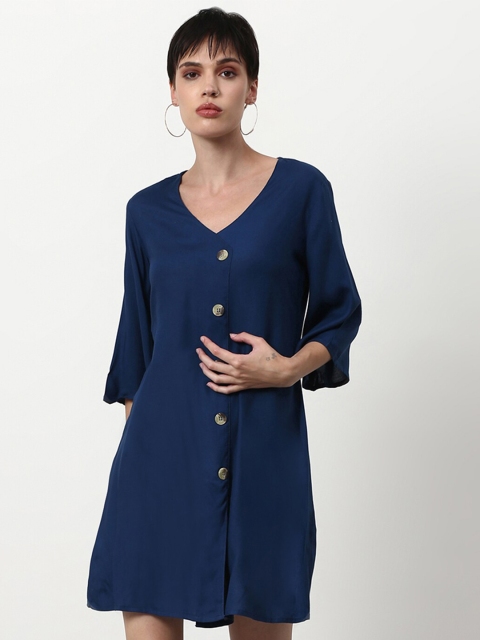 

abof Navy Blue Solid A-Line Mini Dress