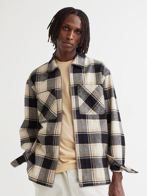 

H&M Men Yellow & Black Relaxed Fit Checked overshirt