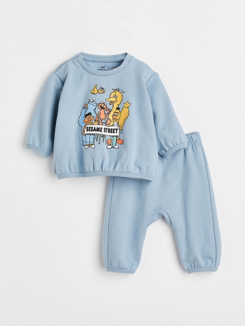 

H&M Boys Blue 2-Piece Printed Cotton Set