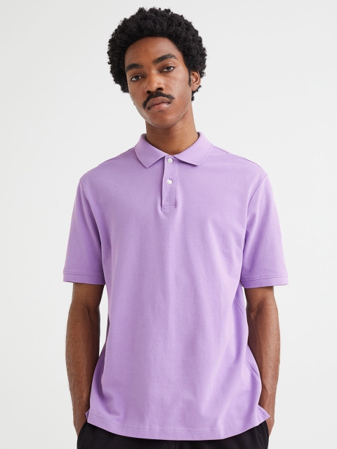 

H&M Men Purple Cotton Polo Shirt