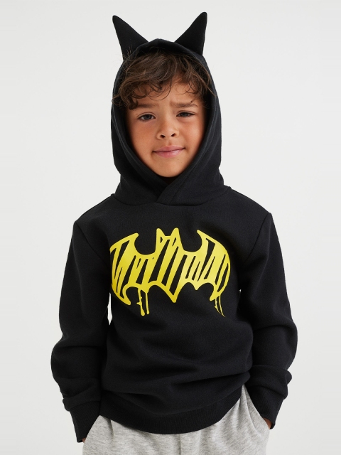 

H&M Boys Black Batman Printed Ear-Detail Hoodie