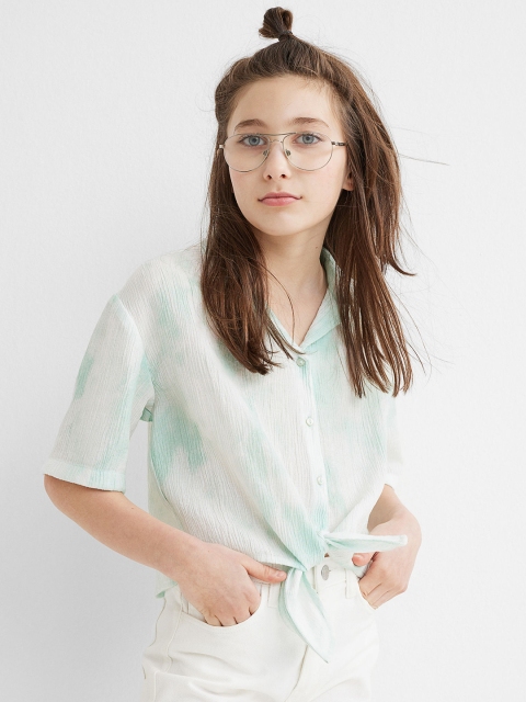 

H&M Turquoise Blue Tie-Hem Blouse