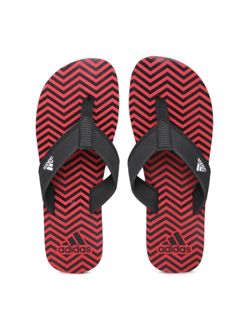

ADIDAS Men Black & Red Inert Chevron Print Flip-Flops