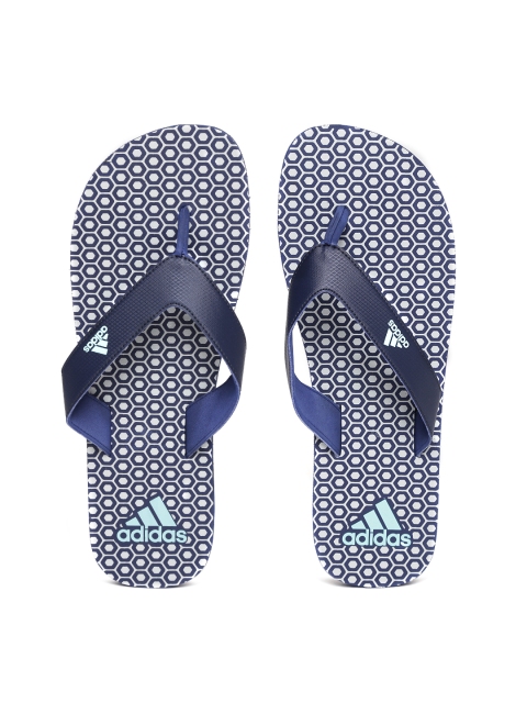 

ADIDAS Men Navy & Grey Beach Print Max Out Flip-Flops, Navy blue