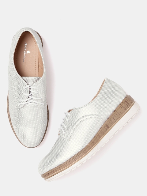

Mast & Harbour Women Silver-Toned Textured Casual Shoes