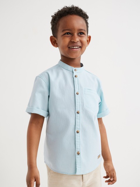 

H&M Turquoise Blue Short-Sleeved Grandad Shirt