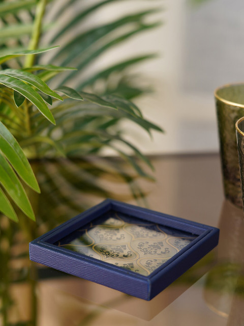 

Pure Home and Living Set Of 2 Ziya Blue Gold Coaster