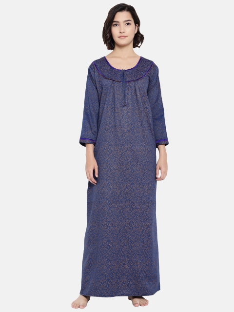 

Shararat Women Blue Printed Maxi Nightdress