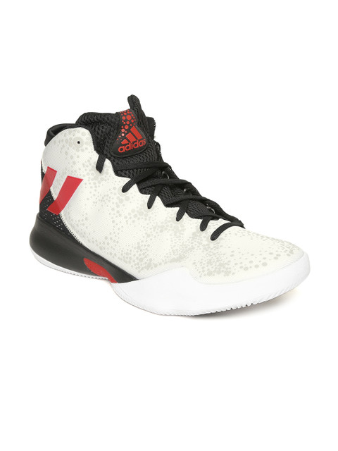 

ADIDAS Men White & Black Mid-Top Basketball Shoes