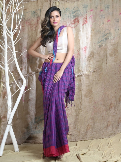 

Arhi Purple & Pink Striped Saree