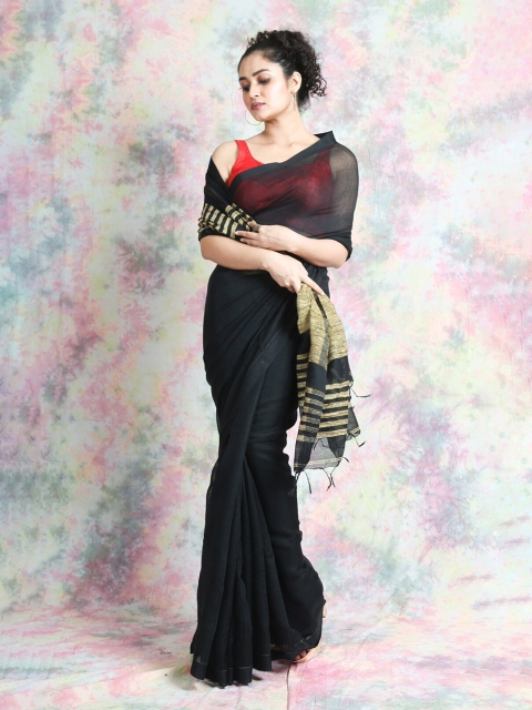 

Arhi Black & Beige Woven Design Zari Saree