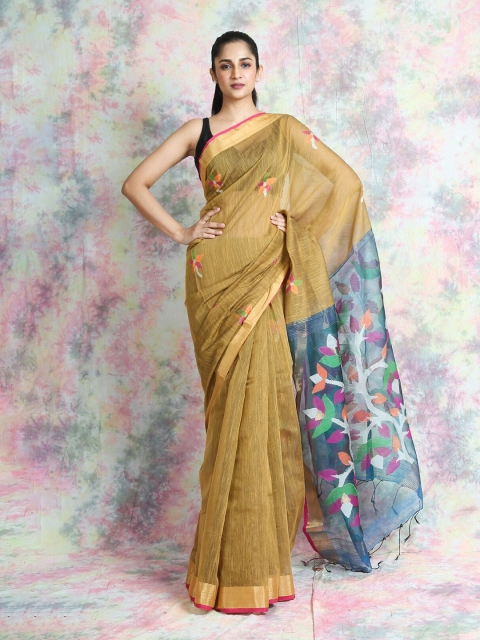 

Arhi Yellow & Grey Floral Saree