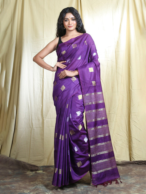 

Arhi Purple & Silver-Toned Zari Saree