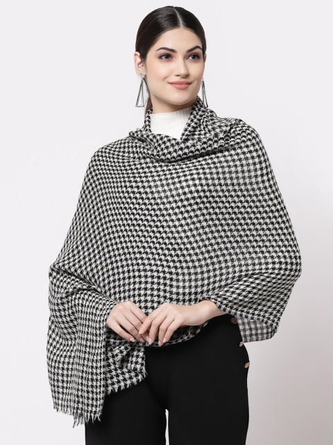 

Calvadoss Women Checked Wool Stole, Black