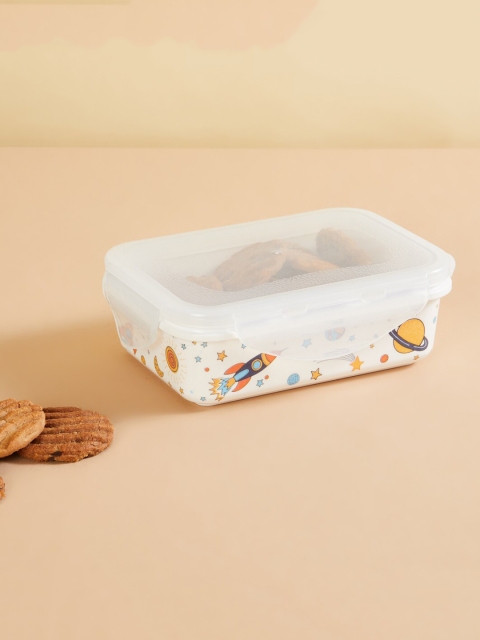 

Home Centre White Printed Food Container With Lid