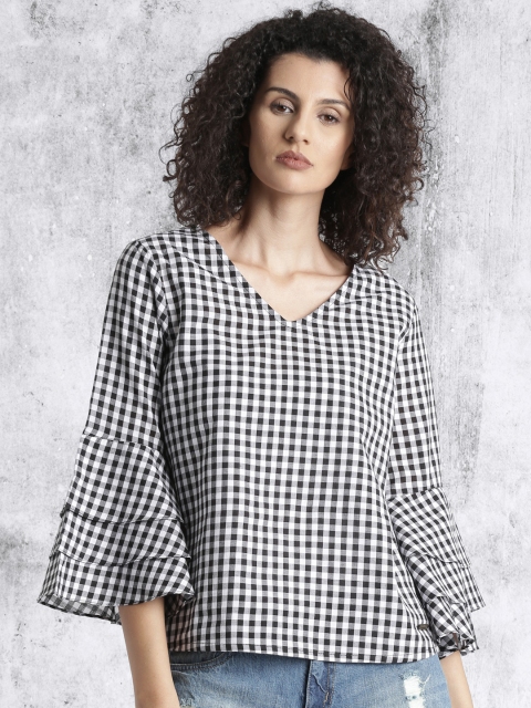 

Roadster Women Black & White Checked Top