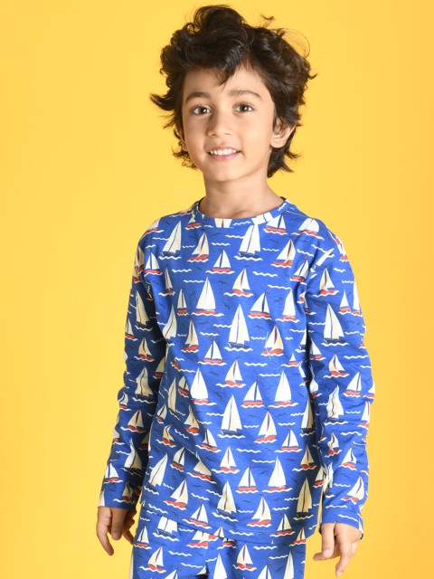 

Anthrilo Boys Blue & White Printed Pure Cotton Night Suit