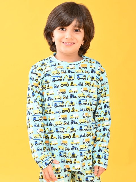 

Anthrilo Boys Blue & Yellow Printed Pure Cotton Night Suit