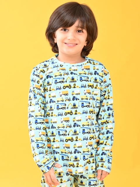 

Anthrilo Boys Blue & Yellow Printed Pure Cotton Night Suit