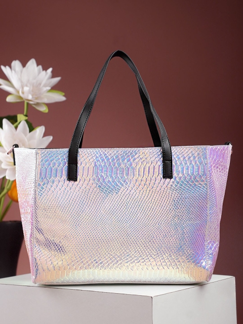 

Bag Pepper Silver-Toned Textured PU Oversized Shopper Tote Bag