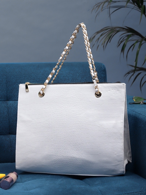 

Bag Pepper White Textured PU Oversized Structured Shoulder Bag