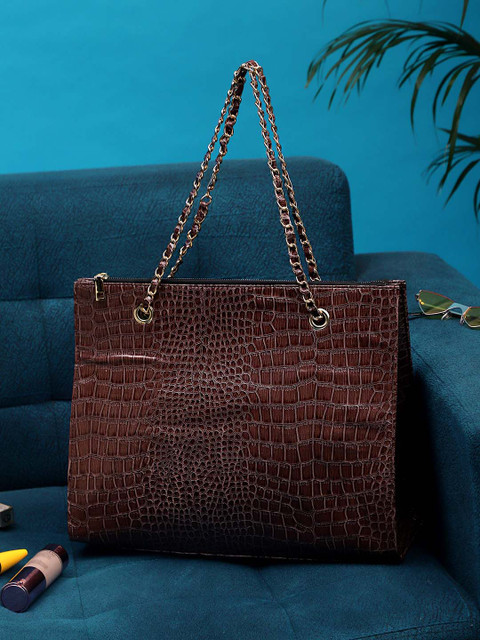 

Bag Pepper Brown Textured PU Structured Handheld Bag with Stylish Pouch