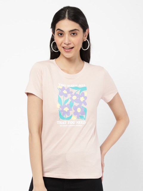

R&B Women Pink Printed T-shirt