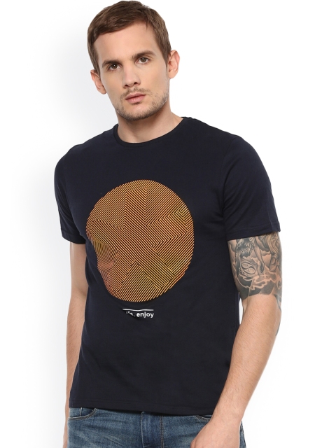 

Celio Men Navy Blue Printed Round Neck T-shirt