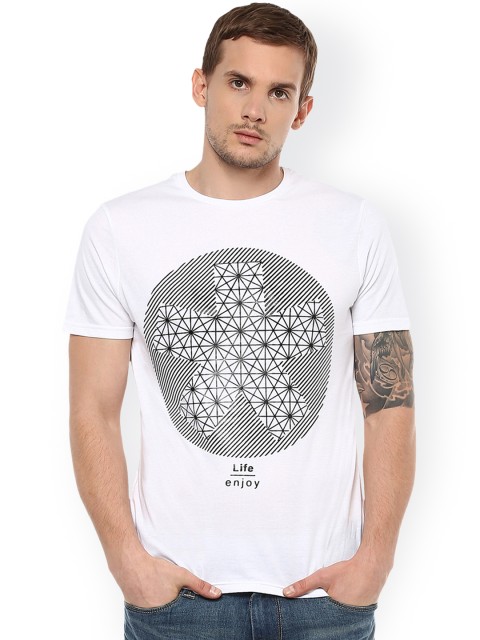 

Celio Men White Printed Round Neck T-shirt
