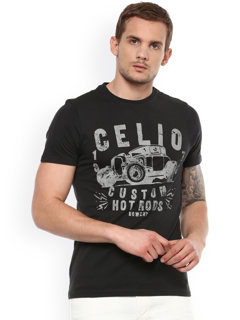

Celio Men Black Printed Round Neck T-shirt