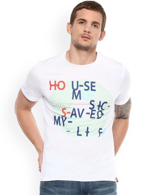 

Celio Men White Printed Round Neck T-shirt
