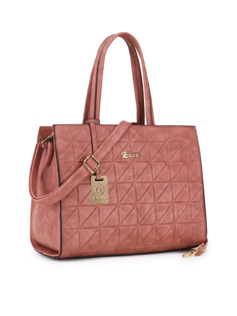

Exotic Peach-Coloured PU Oversized Structured Satchel with Quilted