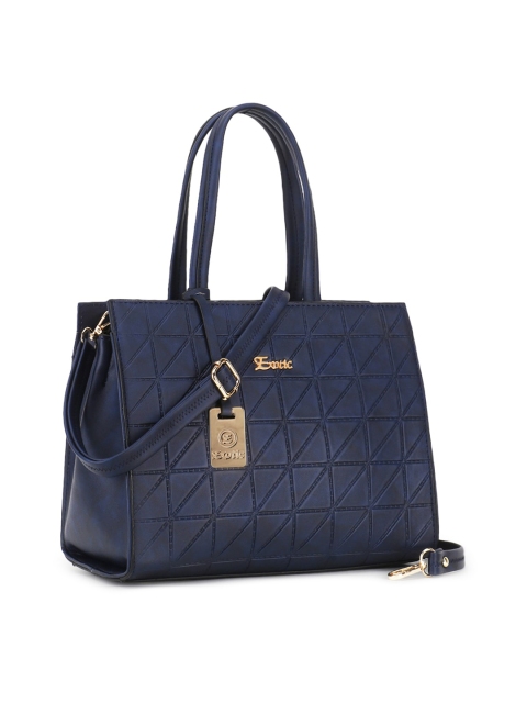 

Exotic Blue Textured PU Structured Satchel with Quilted