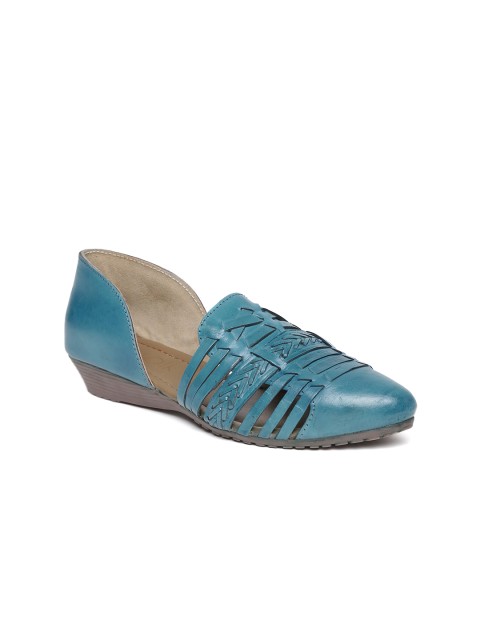

Catwalk Women Teal Blue Patterned Leather Ballerinas