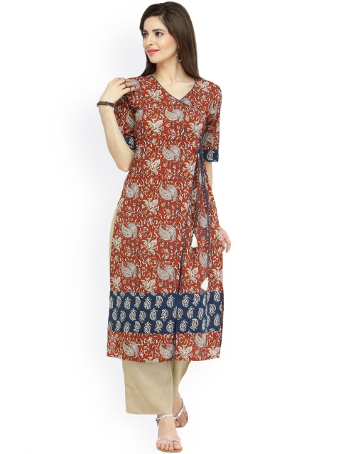 

Varanga Women Rust Paisley Print Straight Kurta
