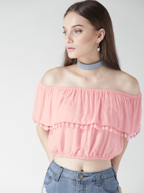 

FOREVER 21 Women Pink Blouson Top