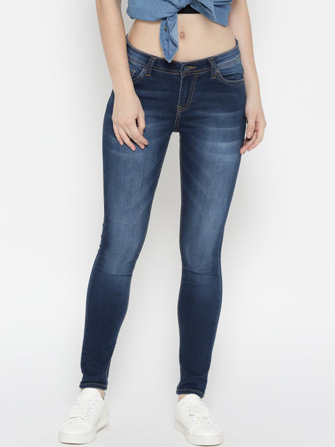

Mast & Harbour Women Blue Skinny Fit Mid-Rise Clean Look Stretchable Jeans