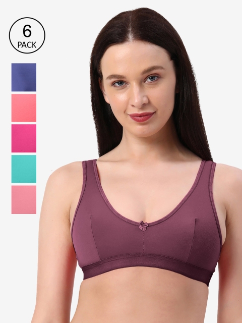 

Planetinner Pink & Burgundy Pack of 6 Non Padded Rapid Dry Sports Bra