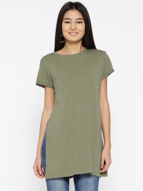 

FOREVER 21 Women Olive Green Solid Top